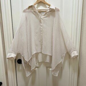 Chico's Women's Chiffon Tunic Top Size M Striped Dolman Sleeve Langenlook Boho